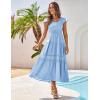 imageGRACE KARIN Womens Summer Dress Casual 2025 Flutter Sleeve Square Neck Smocked Boho Beach Dresses Tiered Midi Long SundressLight Blue