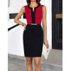 imageGRACE KARIN Womens Wear to Work Dress Sleeveless V Neck Belt Business Office Party Bodycon DressRedblack