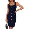 imageGRACE KARIN 2025 Womens Buttons Belted Square Neck Business Work Dress Sleeveless Bodycon Midi DressNavy Blue