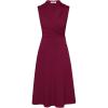 imageGRACE KARIN 2025 Womens Notch Lapel Ruched Wrap V Neck Business Work Dress Sleeveless A Line Midi DressWine Red