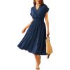 imageGRACE KARIN Casual Dresses for Women 2025 Summer Smocked High Waist Flowy Dress with PocketsDark Blue
