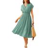 imageGRACE KARIN Casual Dresses for Women 2025 Summer Smocked High Waist Flowy Dress with PocketsLight Green