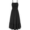 imageGRACE KARIN Womens 2025 Summer Maxi Dress Casual Sleeveless Spaghetti Strap Smocked Ruffle Beach Long Dress with PocketsBlack