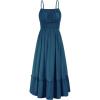 imageGRACE KARIN Womens 2025 Summer Maxi Dress Casual Sleeveless Spaghetti Strap Smocked Ruffle Beach Long Dress with PocketsBlue