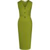 imageGRACE KARIN Womens 2025 Summer Wear to Work Dress V Neck Sleeveless Office Business Midi Sheath Pencil DressesYellow Green