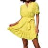 imageGRACE KARIN Womens Eyelet Vacation Dress Summer Casual Aline Mini Sundress Puff Sleeve Tie V Neck Ruffle Short Beach DressYellow