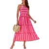 imageGRACE KARIN Womens Floral Maxi Dress 2025 Summer Spaghetti Strap Sleeveless Ruffle Hem Flowy Boho Beach DressPink Red