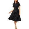 imageGRACE KARIN Womens Linen Dresses Summer Casual Flowy Collar Button Down Dress Front Tie Short Sleeve Pockets Midi Work DressBlack