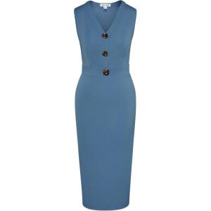 imageGRACE KARIN Womens 2025 Summer Wear to Work Dress V Neck Sleeveless Office Business Midi Sheath Pencil DressesIndigo Blue