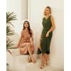 imageGRACE KARIN Women Casual Summer Dress 2025 Business Work Belted Sleeveless Button Down Shirt Midi Dresses with PocketsArmy Green