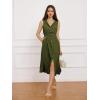 imageGRACE KARIN Women Casual Summer Dress 2025 Business Work Belted Sleeveless Button Down Shirt Midi Dresses with PocketsArmy Green