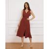 imageGRACE KARIN Women Casual Summer Dress 2025 Business Work Belted Sleeveless Button Down Shirt Midi Dresses with PocketsBrown Orange