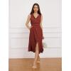 imageGRACE KARIN Women Casual Summer Dress 2025 Business Work Belted Sleeveless Button Down Shirt Midi Dresses with PocketsBrown Orange