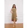 imageGRACE KARIN Women Casual Summer Dress 2025 Business Work Belted Sleeveless Button Down Shirt Midi Dresses with PocketsKhaki