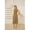 imageGRACE KARIN Women Casual Summer Dress 2025 Business Work Belted Sleeveless Button Down Shirt Midi Dresses with PocketsKhaki