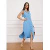 imageGRACE KARIN Women Casual Summer Dress 2025 Business Work Belted Sleeveless Button Down Shirt Midi Dresses with PocketsLight Blue