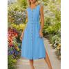imageGRACE KARIN Women Casual Summer Dress 2025 Business Work Belted Sleeveless Button Down Shirt Midi Dresses with PocketsLight Blue