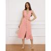 imageGRACE KARIN Women Casual Summer Dress 2025 Business Work Belted Sleeveless Button Down Shirt Midi Dresses with PocketsLight Pink