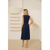 imageGRACE KARIN Women Casual Summer Dress 2025 Business Work Belted Sleeveless Button Down Shirt Midi Dresses with PocketsNavy Blue
