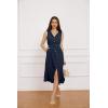 imageGRACE KARIN Women Casual Summer Dress 2025 Business Work Belted Sleeveless Button Down Shirt Midi Dresses with PocketsNavy Blue