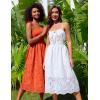 imageGRACE KARIN Womens 2024 Summer Sleeveless Eyelet Dress Casual Knot Front A Line Dresses Elegant Hollow Out Midi DressWhite