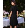 imageGRACE KARIN Womens 2025 Ribbed Knit Tweed Dresses Short Sleeve Crewneck A Line Mini Sweater Dress with Decorative ButtonsBlack