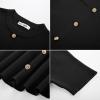 imageGRACE KARIN Womens 2025 Ribbed Knit Tweed Dresses Short Sleeve Crewneck A Line Mini Sweater Dress with Decorative ButtonsBlack