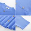 imageGRACE KARIN Womens 2025 Ribbed Knit Tweed Dresses Short Sleeve Crewneck A Line Mini Sweater Dress with Decorative ButtonsBlue