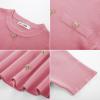 imageGRACE KARIN Womens 2025 Ribbed Knit Tweed Dresses Short Sleeve Crewneck A Line Mini Sweater Dress with Decorative ButtonsPink