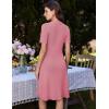 imageGRACE KARIN Womens 2025 Ribbed Knit Tweed Dresses Short Sleeve Crewneck A Line Mini Sweater Dress with Decorative ButtonsPink