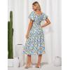 imageGRACE KARIN Womens 2025 Summer Dress Off Shoulder Floral Dress Puff Sleeve Smocked Boho Beach Midi Dress with PocketsBlue