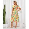 imageGRACE KARIN Womens 2025 Summer Dress Off Shoulder Floral Dress Puff Sleeve Smocked Boho Beach Midi Dress with PocketsOrange Yellow