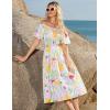 imageGRACE KARIN Womens 2025 Summer Dress Off Shoulder Floral Dress Puff Sleeve Smocked Boho Beach Midi Dress with PocketsPink Yellow Green