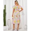 imageGRACE KARIN Womens 2025 Summer Dress Off Shoulder Floral Dress Puff Sleeve Smocked Boho Beach Midi Dress with PocketsPink Yellow Green