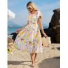 imageGRACE KARIN Womens 2025 Summer Dress Off Shoulder Floral Dress Puff Sleeve Smocked Boho Beach Midi Dress with PocketsPink Yellow Green