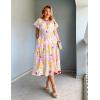 imageGRACE KARIN Womens 2025 Summer Dress Off Shoulder Floral Dress Puff Sleeve Smocked Boho Beach Midi Dress with PocketsPink Yellow Green