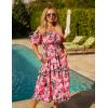 imageGRACE KARIN Womens 2025 Summer Dress Off Shoulder Floral Dress Puff Sleeve Smocked Boho Beach Midi Dress with PocketsRose Red Black