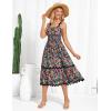 imageGRACE KARIN Womens 2025 Summer Floral Dress Casual Spaghetti Strap Flowy Dresses RIC Rac Trim Sundress Beach Midi DressBlack Floral
