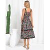 imageGRACE KARIN Womens 2025 Summer Floral Dress Casual Spaghetti Strap Flowy Dresses RIC Rac Trim Sundress Beach Midi DressBlack Floral