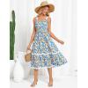 imageGRACE KARIN Womens 2025 Summer Floral Dress Casual Spaghetti Strap Flowy Dresses RIC Rac Trim Sundress Beach Midi DressBlue Floral