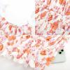imageGRACE KARIN Womens 2025 Summer Floral Dress Casual Spaghetti Strap Flowy Dresses RIC Rac Trim Sundress Beach Midi DressWhite Orange Floral