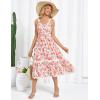 imageGRACE KARIN Womens 2025 Summer Floral Dress Casual Spaghetti Strap Flowy Dresses RIC Rac Trim Sundress Beach Midi DressWhite Orange Floral