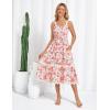 imageGRACE KARIN Womens 2025 Summer Floral Dress Casual Spaghetti Strap Flowy Dresses RIC Rac Trim Sundress Beach Midi DressWhite Orange Floral