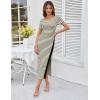 imageGRACE KARIN Womens 2025 Summer Striped Bodycon Dresses Casual Short Sleeve Square Neck Beach Vacation Long DressApricot Black