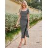 imageGRACE KARIN Womens 2025 Summer Striped Bodycon Dresses Casual Short Sleeve Square Neck Beach Vacation Long DressBlack