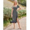 imageGRACE KARIN Womens 2025 Summer Striped Bodycon Dresses Casual Short Sleeve Square Neck Beach Vacation Long DressBlack