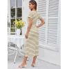 imageGRACE KARIN Womens 2025 Summer Striped Bodycon Dresses Casual Short Sleeve Square Neck Beach Vacation Long DressCoffee