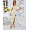 imageGRACE KARIN Womens 2025 Summer Striped Bodycon Dresses Casual Short Sleeve Square Neck Beach Vacation Long DressCoffee