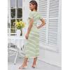 imageGRACE KARIN Womens 2025 Summer Striped Bodycon Dresses Casual Short Sleeve Square Neck Beach Vacation Long DressGreen
