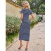 imageGRACE KARIN Womens 2025 Summer Striped Bodycon Dresses Casual Short Sleeve Square Neck Beach Vacation Long DressNavy Blue